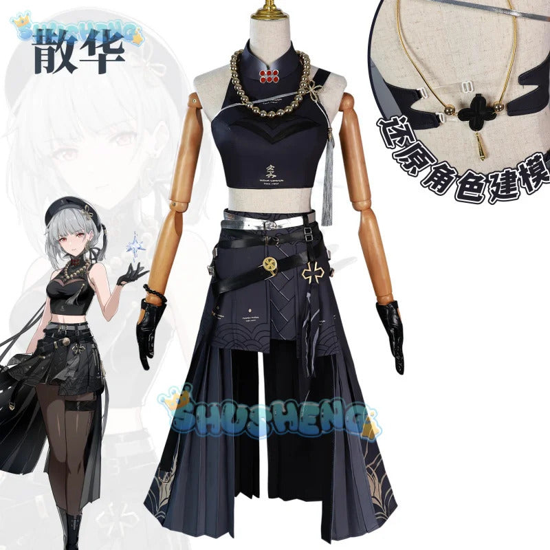 Wuthering Waves Sanhua Cospaly Costume Uniform Halloween Carnival Party Christmas Play Role Clothes Clothing for Women