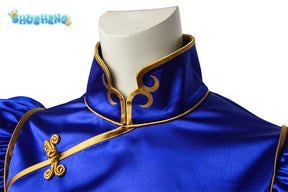 Chun Li Games eet Fighter V Cosplay Costumes Blue Cheongsam Dress Women Sexy Suit Halloween Carnival Clothing