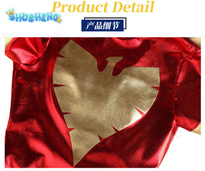 New X-men red dark Phoenix Costume Shiny metallic full body Superhero Jean Grey Costume halloween Cosplay Costume free shipping