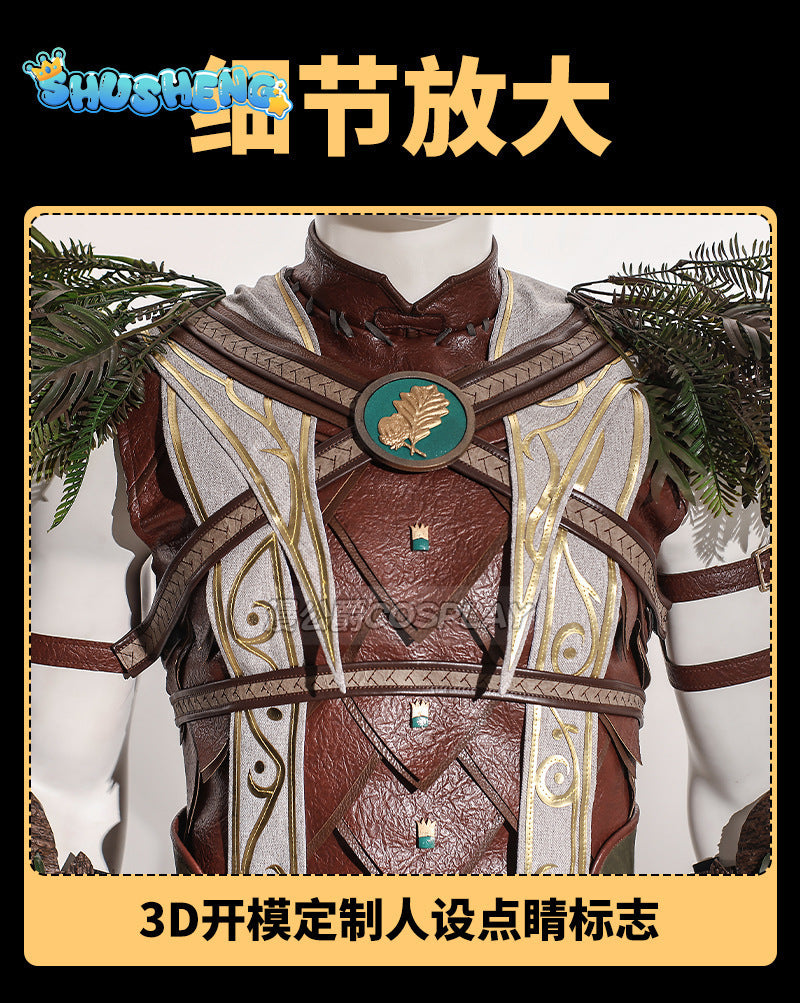 Halsin Cosplay Costume BG3 Halsin Battle Suit With Shoes Custom Made Male Halloween Carnival Party Outfit