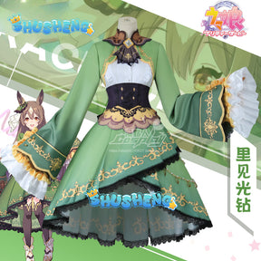 Game Pretty Derby Satono Diamond Cosplay Costume Anime Cosplay Green Dress Headdress Halloween Carnival Party Dress Girls Women