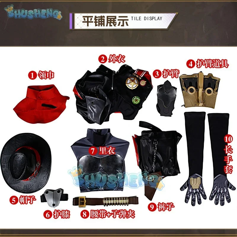 Game Honkai Star Rail Boothill Cosplay Costume Hat Gloves Arm Prop Suits Shoes Men Halloween Party Carniavl Party