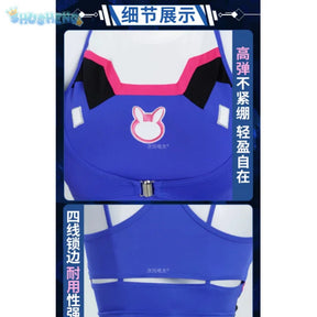 D.Va Overwatch OW Cosplay Costume Halloween party casual tight yoga suit top pants jacket set men women sports D.Va uniform