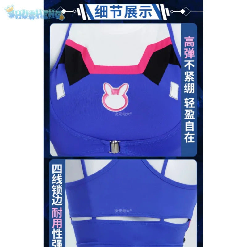 D.Va Overwatch OW Cosplay Costume Halloween party casual tight yoga suit top pants jacket set men women sports D.Va uniform