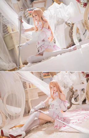 Sword Art Online Yūki Asuna Cosplay Yuuki Asuna SAO Costume Women Dress High Quality Uniform Headwear Gloves Armor Halloween Set