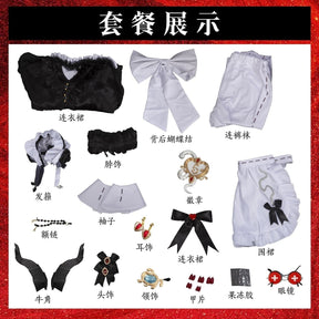 Fiona Gilman Priestess Cosplay Game Identity V Women Costume Black Dress Priestess Crismon Cosplay Wig