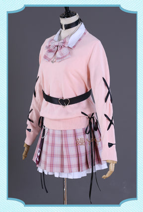 Anime Virtual YouTuber VTuber Minato Aqua Cosplay Costume Hololive Girls Aqua JK Pink School Uniform Cute Bowknot Halloween Suit