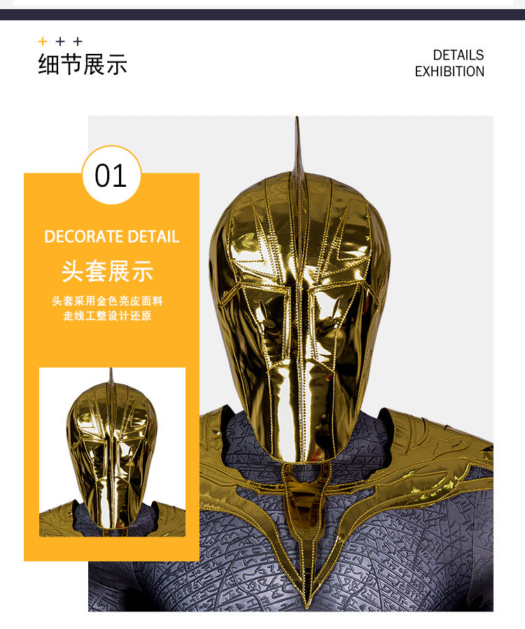 Halloween Doctor Fate Cosplay Costume Hero Jumpsuit With Helmet Cape Movie Black Teth Adam Cosplay Men Suit Custom Made