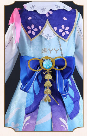 Genshin Impact Kamisato Ayaka New Skin Cosplay Costume Ayaka New Outfits Springbloom Missive Dress Hat Fan Ayaka Dress