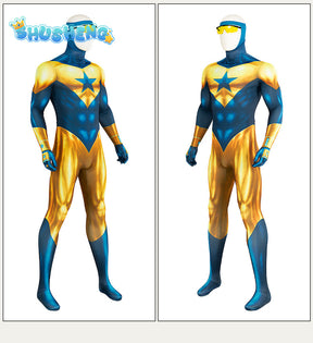 Gold Star Michael Cosplay Costume Jumpsuit Headgear Glasses Outfit Superhero Bodysuit Booster Halloween Costumes Man Zentai Suit