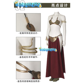 Princess Leia Cosplay Fantasy Sexy Slave Dress Movie Space Battle Costume Disguise Bikini Set Adult Women Girls Roleplay Outfit