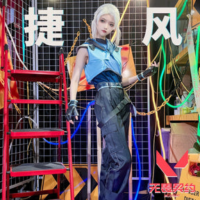 Valorant Jett Cosplay Costume Women Halloween Outfits Full Set Uniform Suit Party Role Play Clothing