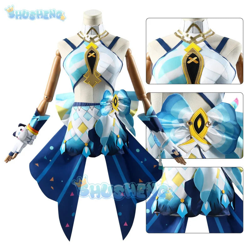 Shusheng Genshin Impact Mualani Cosplay Costume Uniform Headwear Doll Meztli Springs Natlan Halloween Party Women Girls Props