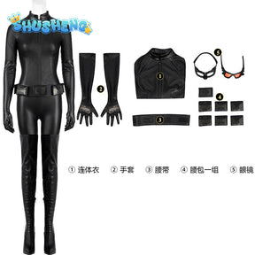 Catwoman Selina Kyle Cosplay Costume Black PU Leather Jumpsuit Eyemask Women Dark Knight Rises Outfits Suit for Halloween Party