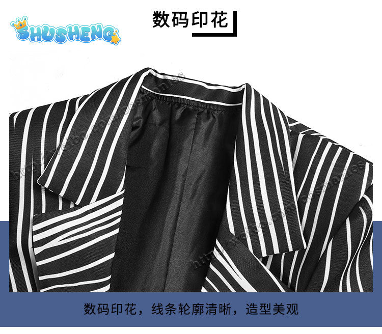 Scary Horror Jack Skellington Cosplay Costume Christmas Jack Uniform Clothes Striped Men Suit Halloween Costumes