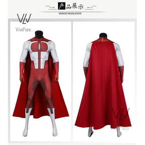 Halloween invincible cosplay jumpsuits Omni man costume superhero Nolan Grayson Zentai printing bodysuit with Cape