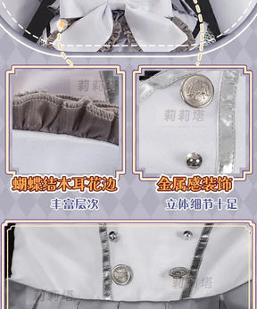 Shusheng-R Tokisaki Kurumi Nightmare Cosplay DATE A LIVE The White Queen Costume Halloween Party Lolita Dress Wig Props Women's Sweet Set