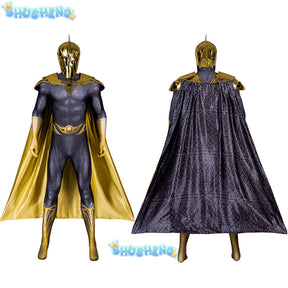 Halloween Doctor Fate Cosplay Costume Hero Jumpsuit With Helmet Cape Movie Black Teth Adam Cosplay Men Suit Custom Made