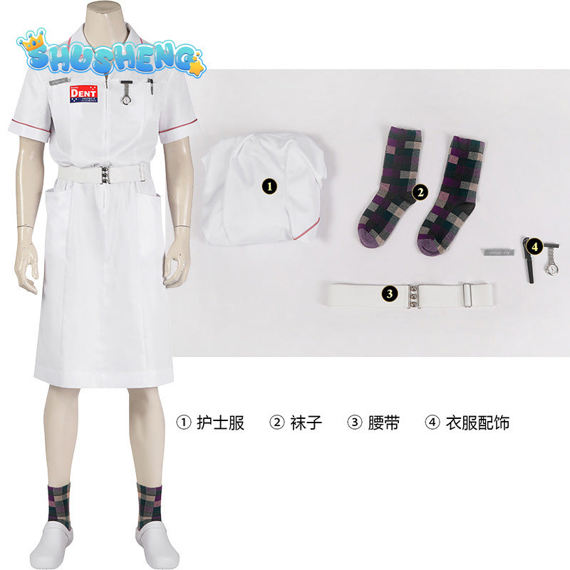 Horror Scary Movie Arkham Dark Knight Clown Joker Nurse Uniform Dress Watch Accessories Nurses Costume Party