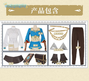 Game Princess Zelda Cosplay Costume Halloween Roleplay Masquerade Woman Accessories Wig Ears Complete Set