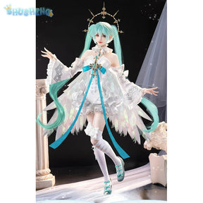 Anime Miku Cospaly  miku Costume Jumpsuit skirt leg, tie socks headwear, props accessories complete set Halloween women uniform