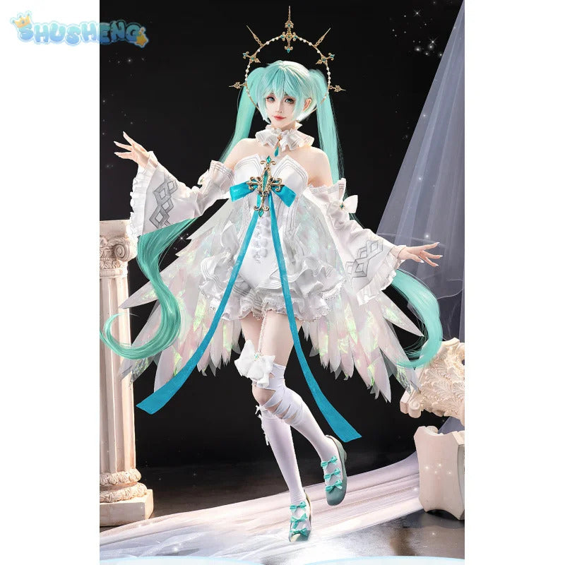 Anime Miku Cospaly  miku Costume Jumpsuit skirt leg, tie socks headwear, props accessories complete set Halloween women uniform