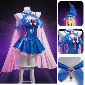 Black Magician Girl BMG Cosplay Dark Magician Girl DMG Costume Sweet leather top skirt headwear prop set Halloween women uniform