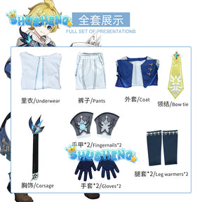 Genshin Impact Mika Game Cosplay Costumes Mika Schmidt Cosplay Uniforms Clothes Suits Blue Outfits Coats Jackets Halloween Party