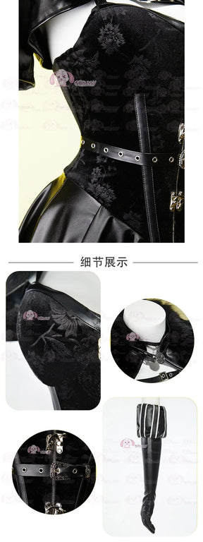 Witcher 3 Wild Hunt Cosplay Yennefer of Vengerberg Costume party Women sexy black leather lace dress jacket gloves socks set