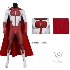 Halloween invincible cosplay jumpsuits Omni man costume superhero Nolan Grayson Zentai printing bodysuit with Cape