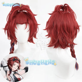 Game Wuthering Waves Chixia Cosplay Wig Red Long Hair Braids Junior Patroller Jinzhou Halloween Party Women Girls Accessory Prop