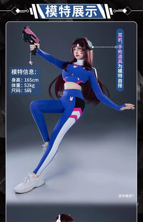D.Va Overwatch OW Cosplay Costume Halloween party casual tight yoga suit top pants jacket set men women sports D.Va uniform