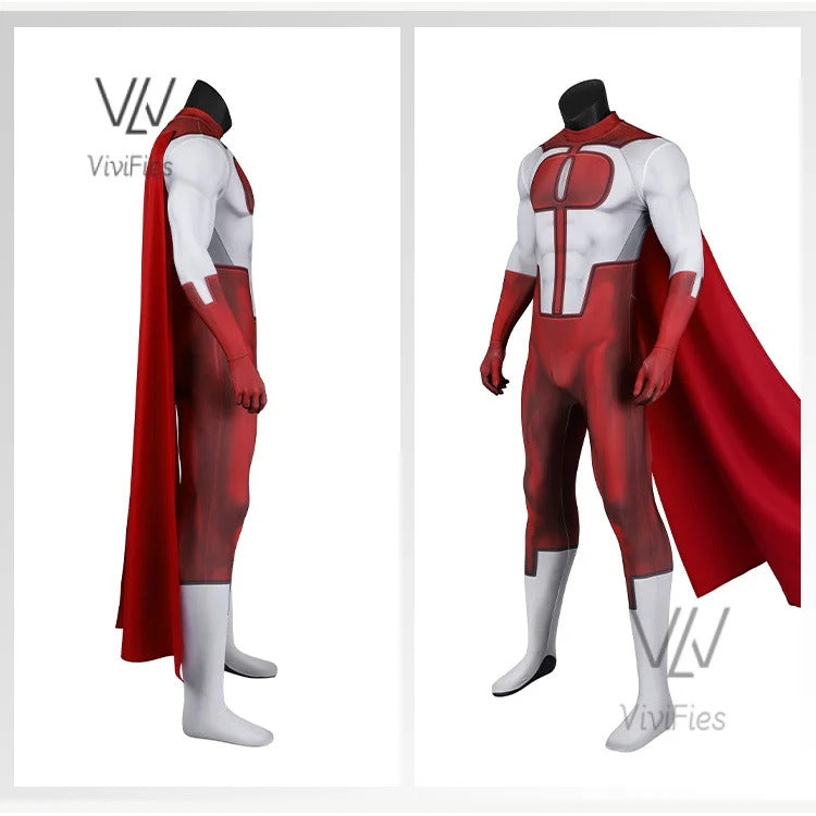 Halloween invincible cosplay jumpsuits Omni man costume superhero Nolan Grayson Zentai printing bodysuit with Cape