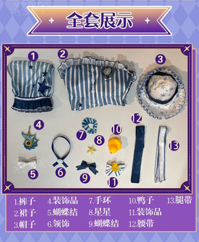 Game Identity V Tracy Reznik Mechanic Re-Swim Cosplay Costume Blue Stripe Swimsuit Glasses Hat Woman Sexy Lovely Carnival Lolita