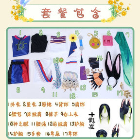 Genshin Impact Tighnari Cosplay Costume Wig Hair Shoes Gen Tighnari Tail Shin Costumes with Ears Cosplay Accessories Women Men Suit
