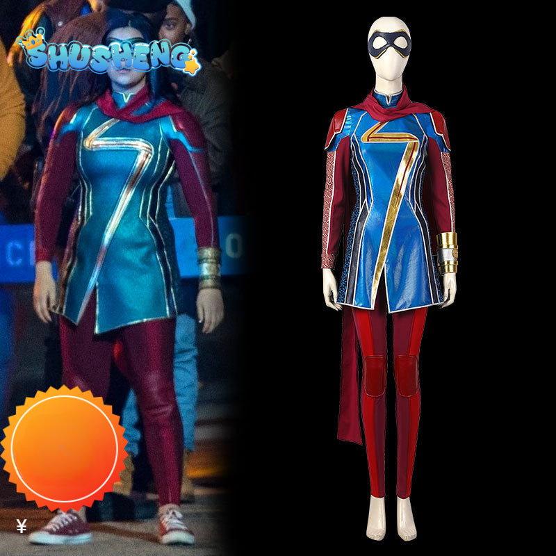 Ms.Amazing Cosplay Costume Ms Marvel Cosplay Movie Superhero Captain Marvel Bodysuit Jumpsuit Halloween Costume for Women Girls