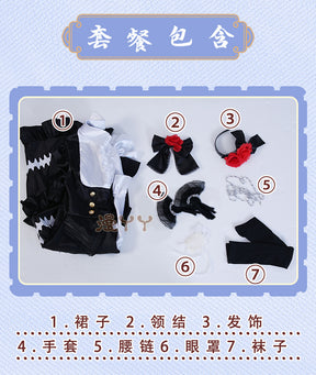 Kurumi Tokisaki Cosplay Costume Anime Date A Live Worst Spirit Dress Maid Uniform Headband Eye Patch Gloves Halloween
