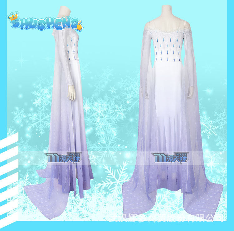 Snow Queen Elsa Dress Princess Cosplay Costume Women Adult Halloween Carnival Party For Girls Long Cloak Fancy Dresses