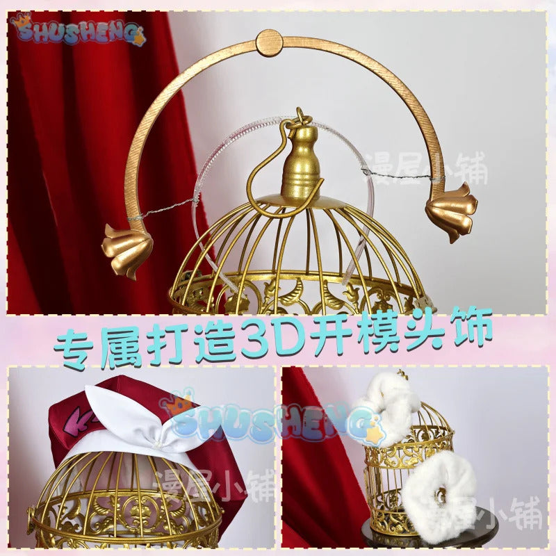 Shusheng-N Honkai Star Rail Hyacine Cosplay Costume Dress Hat Uniform Amphoreus Carnival Halloween Party for Women Girls Props