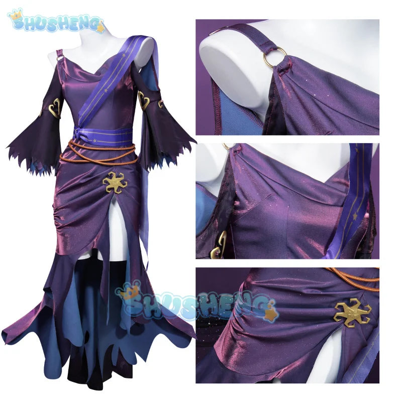 Sotot Fiona Gilman Cosplay Game Identity V Priestess Costume Dress Headgear Set Halloween Party Play Outfit for Woman Shusheng