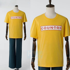 Taro Sakamoto Cosplay Anime Costume Sakamoto Days Lu Shaotang Yellow Pants Apron Glasses Halloween Party Women Men T-Shirt