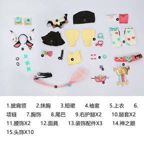 Shusheng-R Game Varesa Genshin Impact Cosplay Costume Strapless skirt top tail mask prop wig Halloween sweet uniform Woman New set XS-XXL