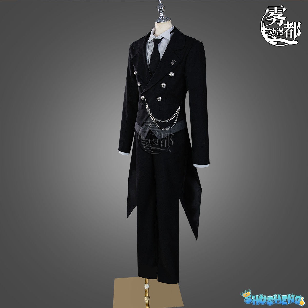 Black Butler Cosplay Japanese Anime Kuroshitsuji Sebastian Michaelis Cosplay Costume Unisex Uniforms 8 piece with Tattoo Sticker