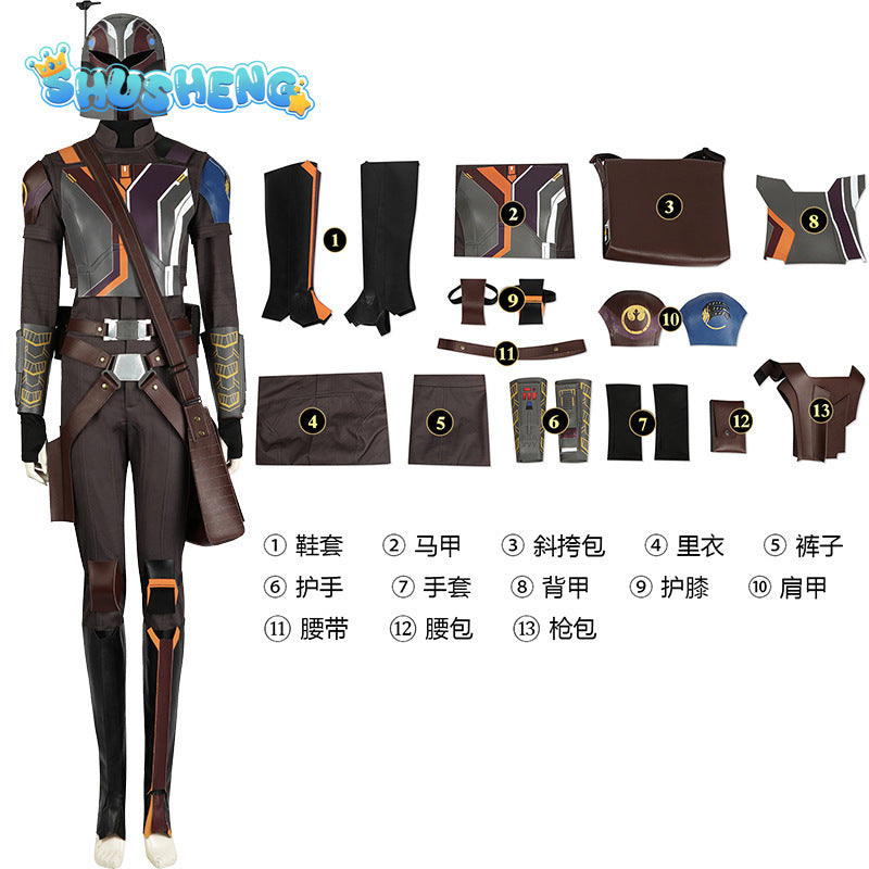 Carnival Halloween Masquerade Clothes New TV Show Hero Sabine Wren Cosplay Costume Complete Set Outfit With Flight Suit Armor