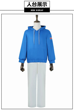 Anime Sakamoto Days Shin Asakura Cosplay Costume Blue Sweatshirt Assassin Halloween Party Women Men Props Accessory