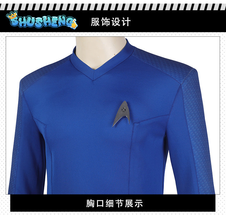 Movie Strange New Worlds Spock Pike Cosplay Costume Outfit Uniform Badge Adult Men Halloween Carnival Suit