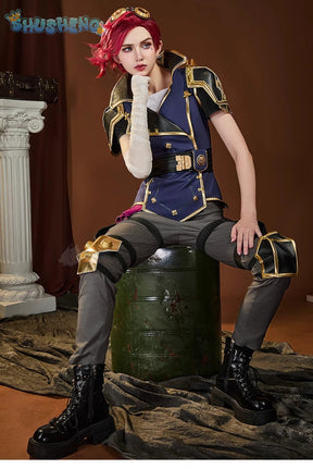 Vi heroine LOL Cosplay Arcane Season 2 costume Party Christmas Fashion Set and Accessories Props Men's and Women's Vi Uniform