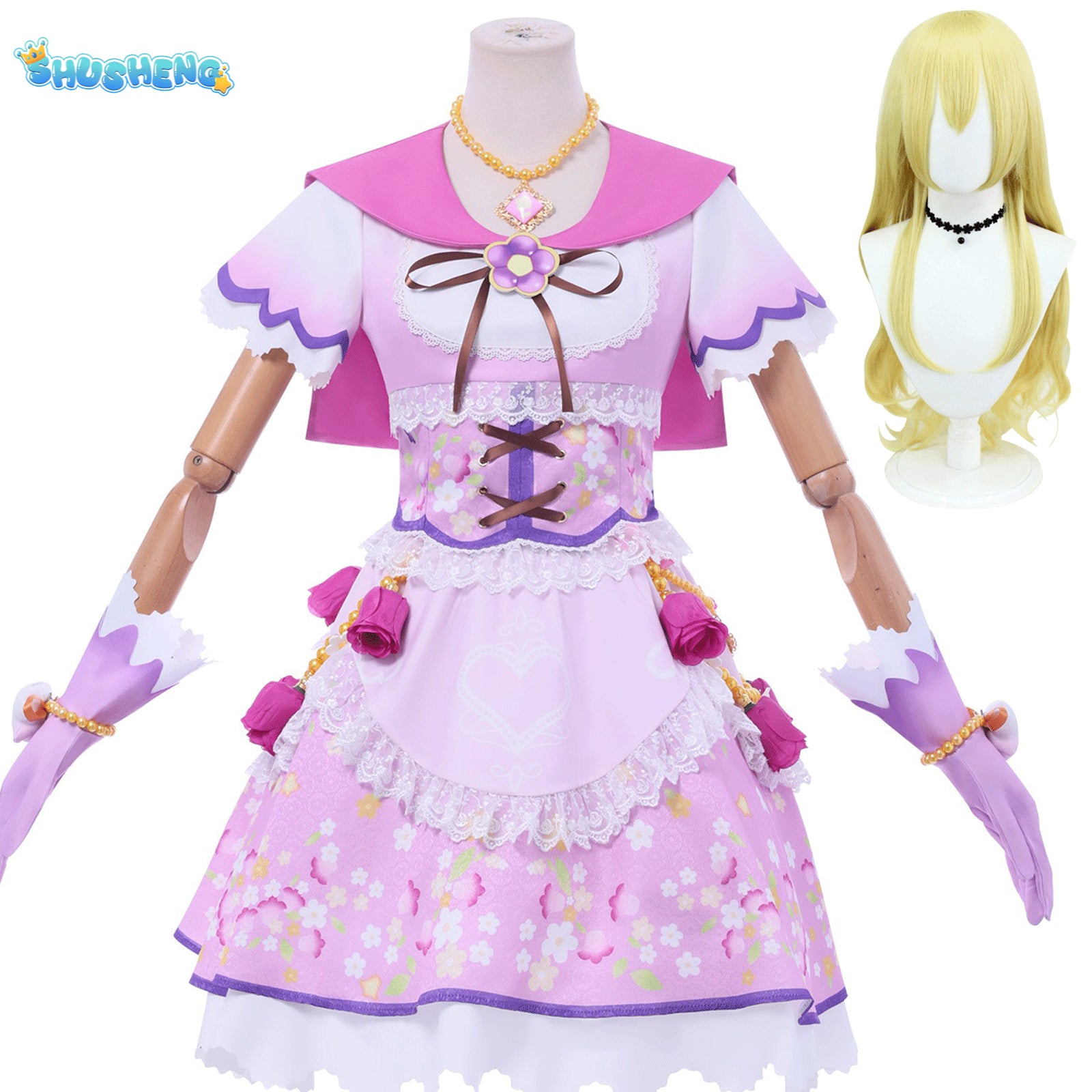 Anime Hoshimiya Ichigo Cosplay Costume Pink Dress Lolita Stage Performance Clothes Role Play Outfit for Women Girls Holiday