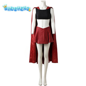 Supergirl Cosplay Outfit Superhero Kara Zor-El Danvers Halloween Costumes Jumpsuit Skirt  Girl Comic Con Suit