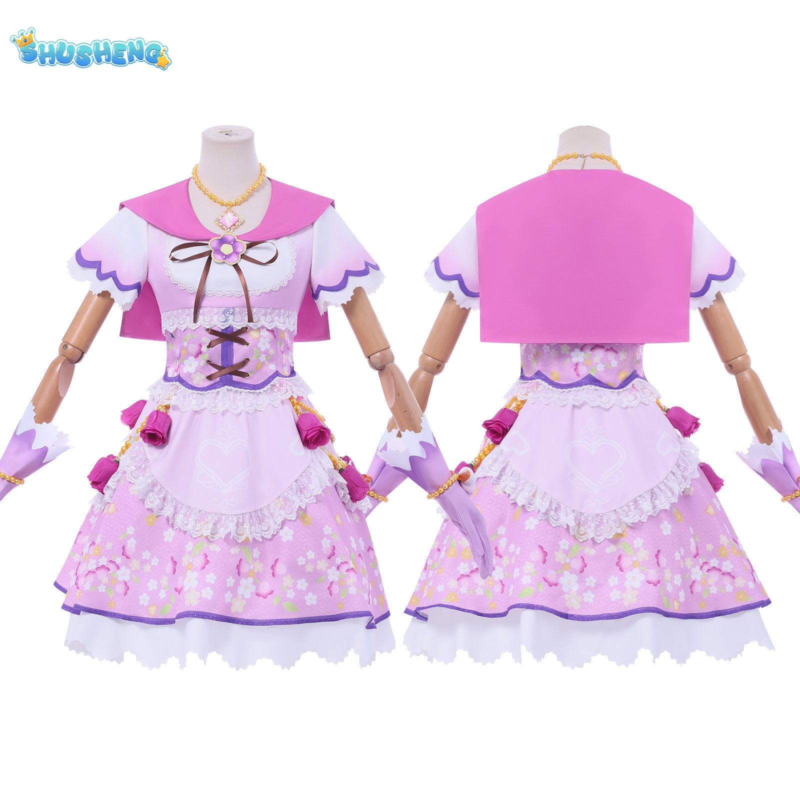 Anime Hoshimiya Ichigo Cosplay Costume Pink Dress Lolita Stage Performance Clothes Role Play Outfit for Women Girls Holiday